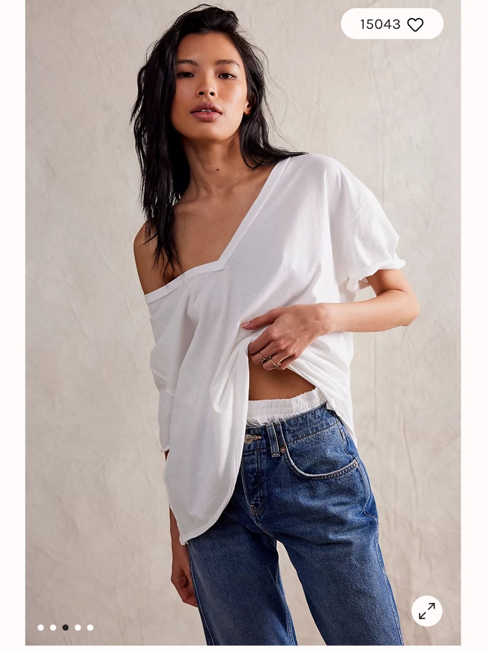Free People Nina Tee V-Neck Short Sleeve Top in White